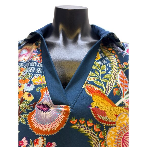 Johnny Was Active Polo Shirt Floral Pattern Multi M - Picture 3 of 7